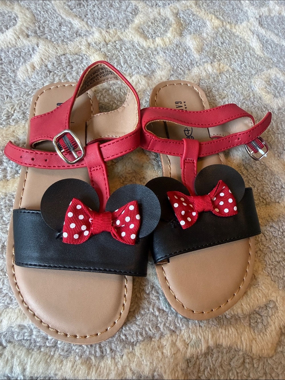GAP Girls' Red and Black Minnie Ear Sandals
